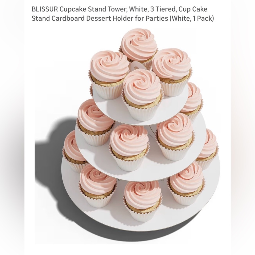 Blissur Home Cupcake Stand in White Three Tier